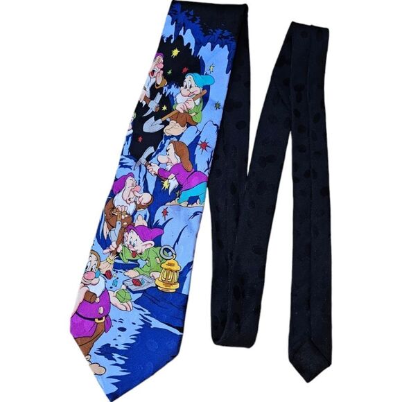 Disney Store Black Seven Dwarfs Silk Tie - Picture 5 of 5